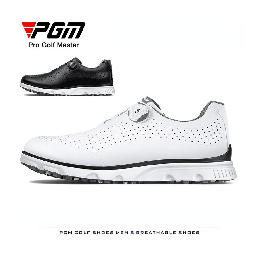 PGM Men Golf Shoes Breathable Vent Soft Microfiber Leather Ultra-light Spin Shoelace Anti-side Slip Nail Gym Sport Sneaker XZ198