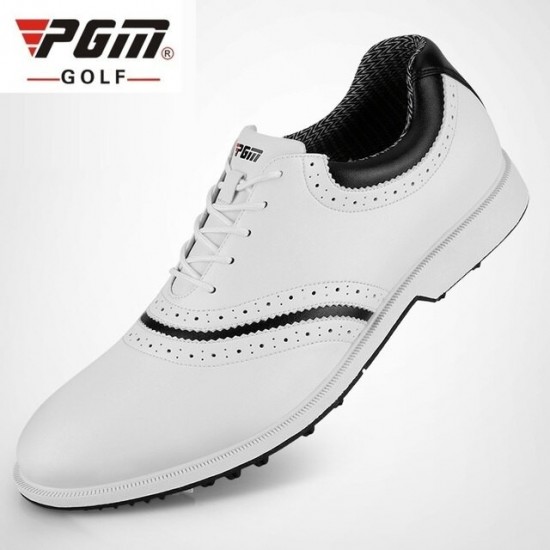 PGM Golf Ball Shoes Men Waterproof Anti-Slip Breathable Sports Shoes Brogue Style Shoes Leather Soft Training Golf Shoes XZ133