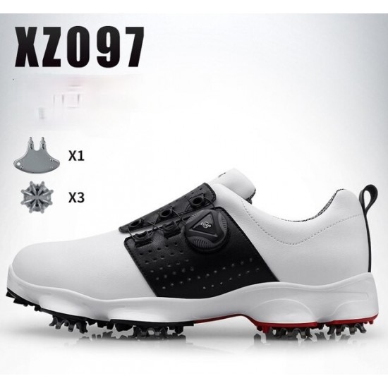 PGM Golf Shoes Mens Comfortable Knob Buckle Golf Men&39S Shoes Waterproof Genuine Leather Sneakers Spikes Nail Non-Slip XZ097