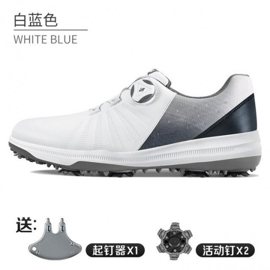 PGM Mens Summer Golf Shoes Men&39s Waterproof Skid-proof Sneakers Knob Strap with Removable Spikes Sports Wear XZ178 White Casua
