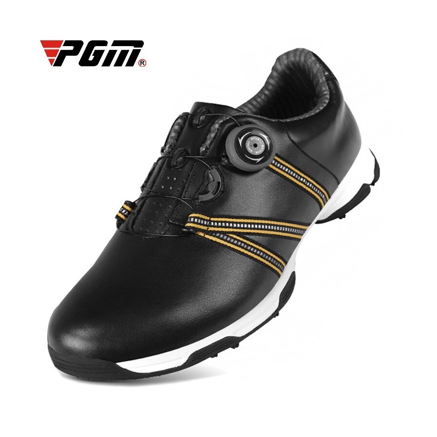 PGM Black Genuine Leather Golf Shoes Mens Waterproof Men England Style Anti-Skid Breathable Sneakers Casual Bussiness XZ063