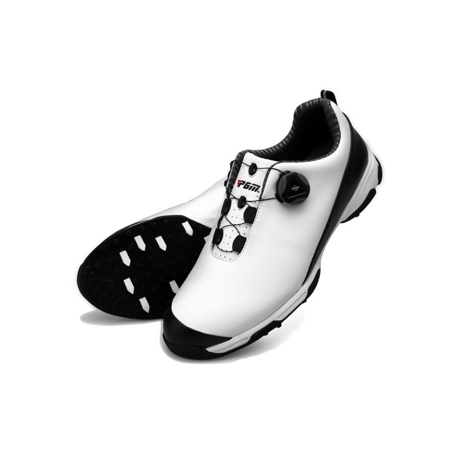 PGM Professional Men Golf Shoes Quick Lacing Leather Golf Shoes Outdoor Sports Waterproof Shoes Rotating Shoes Buckle Sneakers