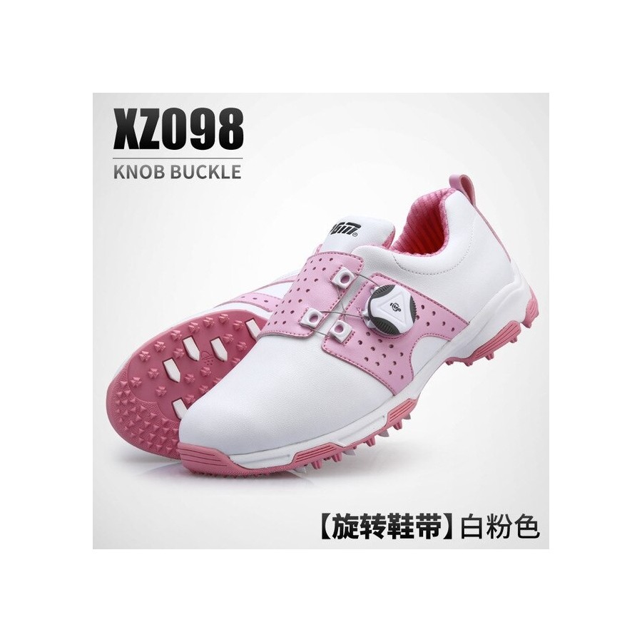 PGM Women Golf Shoes Waterproof Lightweight Knob Buckle Shoelace Sneakers Ladies Breathable Non-Slip Trainers Shoes XZ098