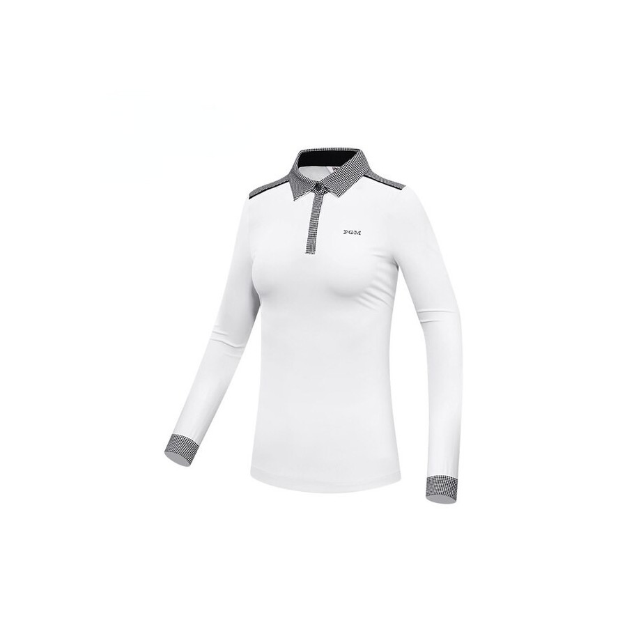 PGM Women Warm Golf T shirt Long Sleeved Stretch lapel Cold protection For Ladies Tops Winter Autumn Golf training sport Shirts