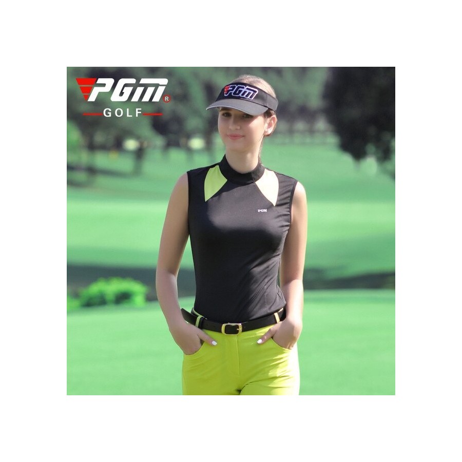 PGM Women Golf Shirts Ladies Slim Fit Polo Vest Tops Summer Breathable Turn Down Collar Simple Vest Golf Clothing YF398