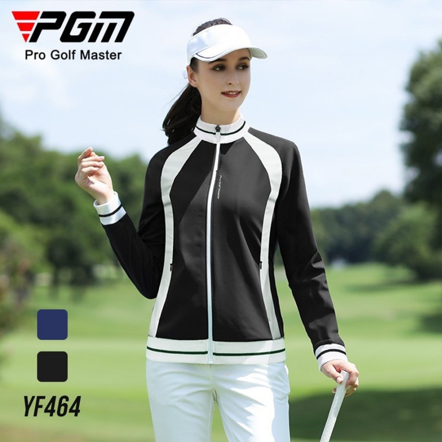 PGM Women Golf Jackets Autumn Winter Long-sleeved Warm Cold-proof Thermal Top Stand Collar Golf Clothes Sportswear YF464