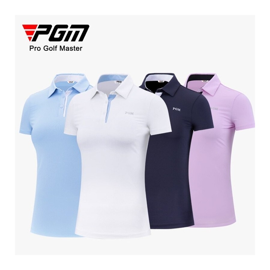 PGM Summer Women Golf Short-Sleeved T Shirt Ladies Shirts Sports Slim Clothes Quick-Dry Breathable Golf Tennis Clothing YF486