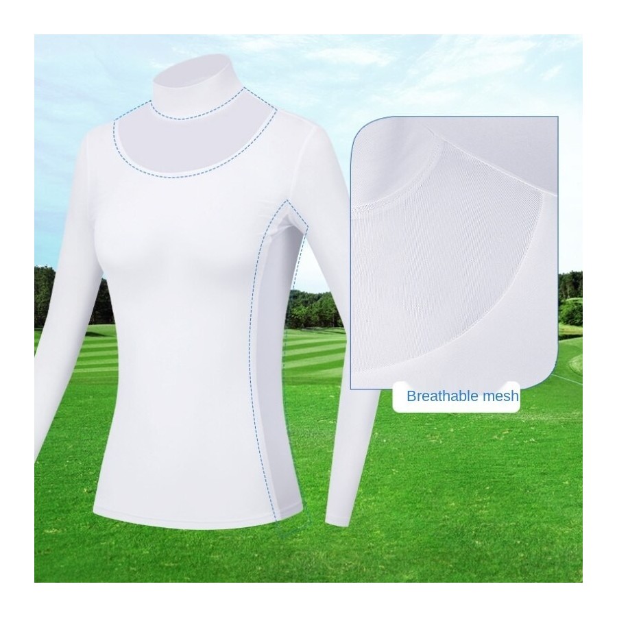 Pgm Golf Women Golf T Shirts Summer Breathable Quick-dry Slim Tops Anti-Uv Sunscreen Shirts Size S-XL YF309