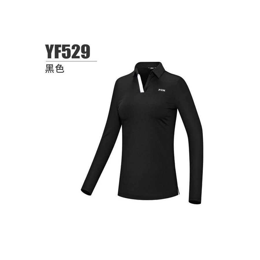 PGM Golf Women&39s Long Sleeve T Shirt Autumn Winter Sports High Elastic Fabric Vented Hem V-neck Design Golf Wear for Women YF5