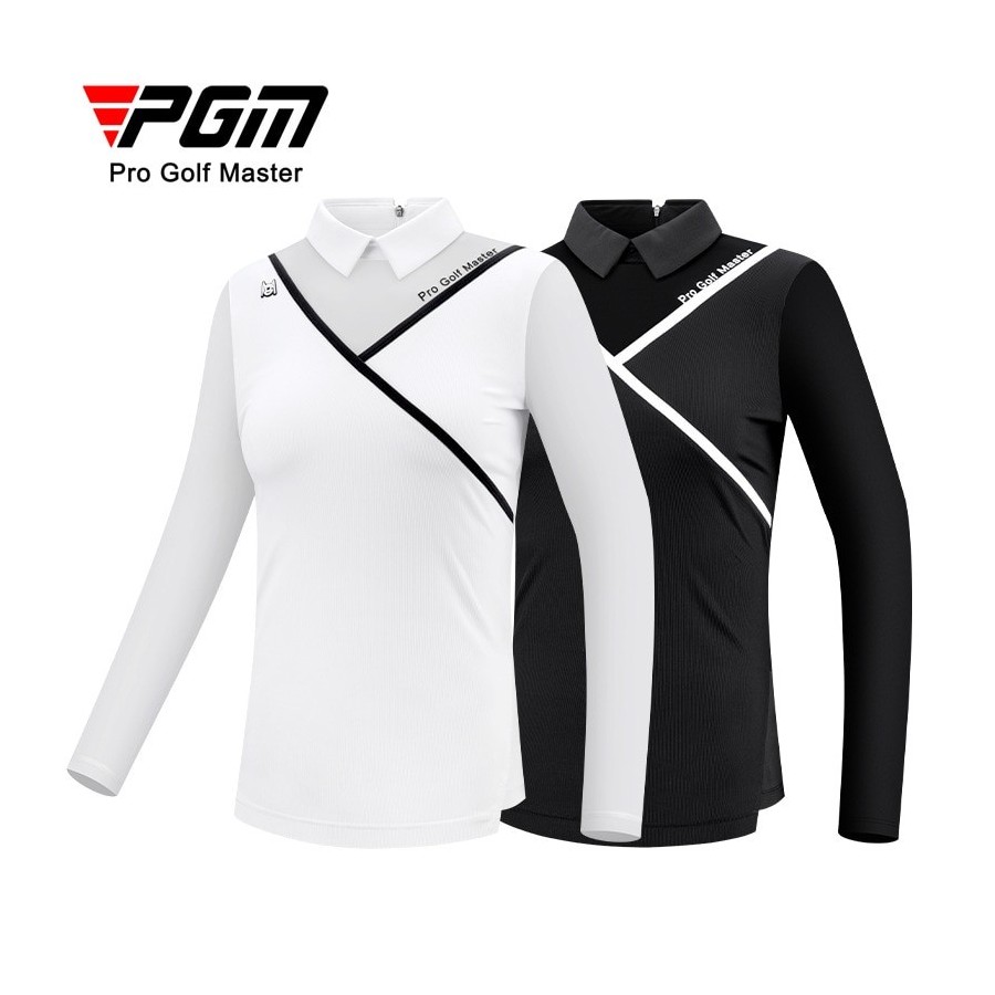 PGM Golf Women&39s Long Sleeve T Shirts Breathable Ice Silk Summer Spring Autumn Elastic Comfort Back Zipper Apparel Women YF476