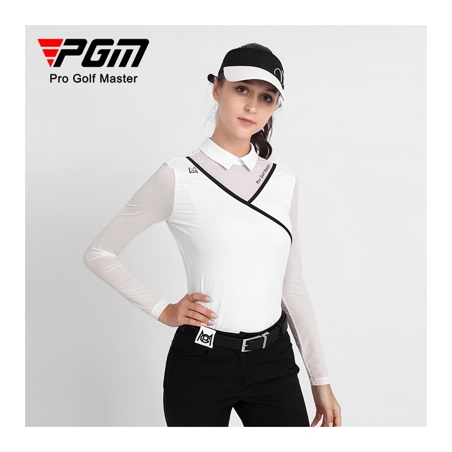 PGM Golf Women&39s Long Sleeve T Shirts Breathable Ice Silk Summer Spring Autumn Elastic Comfort Back Zipper Apparel Women YF476