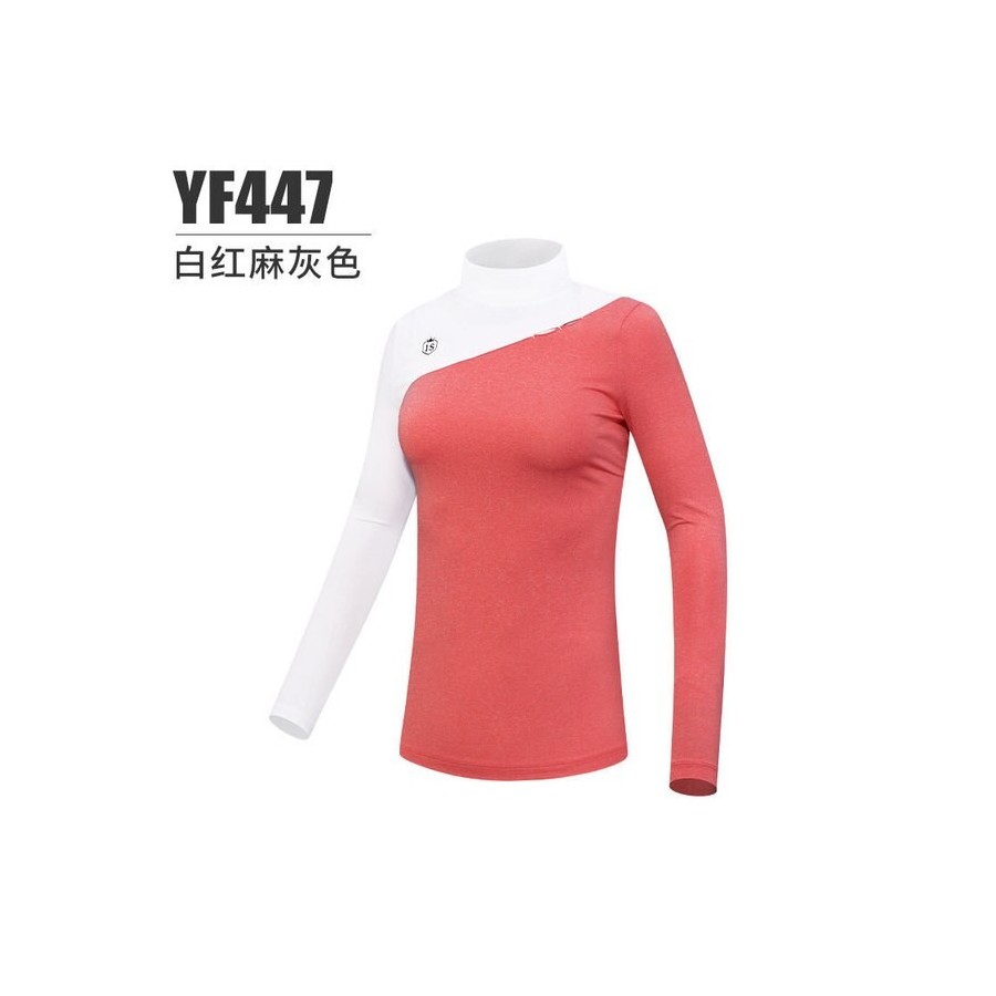 PGM Women Golf Golf T-Shirt Autumn and Winter Warm Long-sleeved Sports Jersey Moisture-wicking Jersey with Stand-up Collar YF447