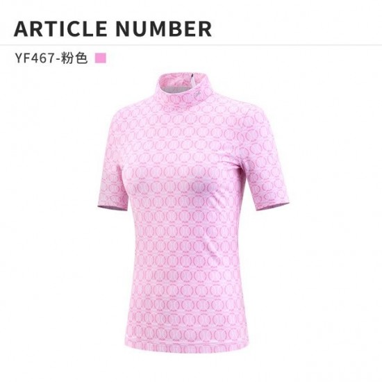 PGM Women Summer Golf T-shirt Short Sleeve Elastic Breathable Quick Ladies Dry Fit Polo Shirts Sport Wear Tennis Clothes YF467