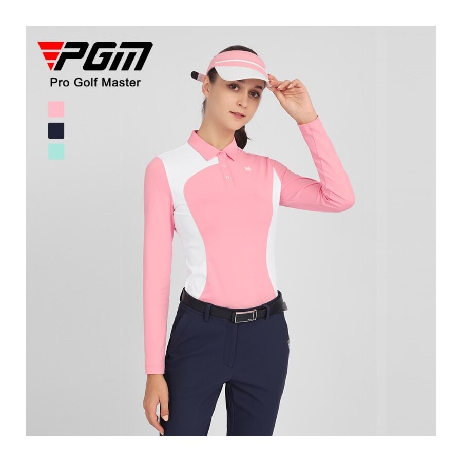 PGM Autumn Winter Golf Women&39s Shirts Long Sleeve Top Turn-down Collar Golf Trainning T Shirts for Women YF477
