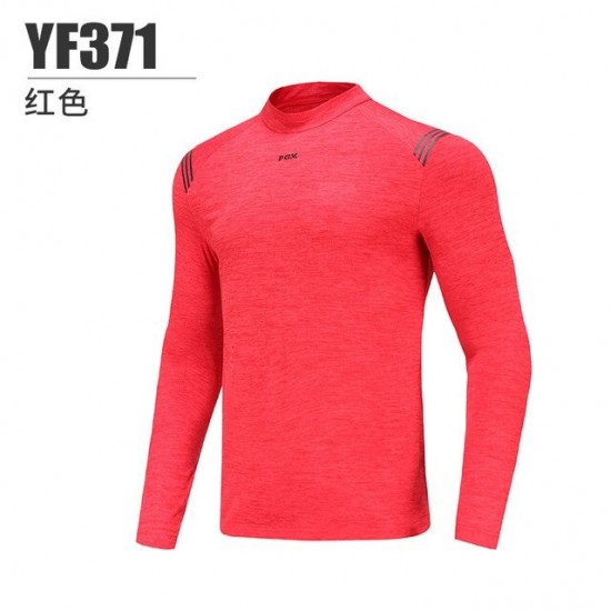 PGM Golf Shirt Men Autumn Winter Long Sleeves Elastic Clothes Sports Wear Gym Suit Casual Commuter Clothing YF371 Black Red XXL