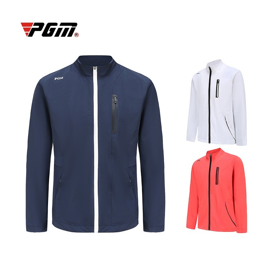 PGM Spring Jacket Men Golf Autumn Winter Warm Ultralight Windproof Sport Coat Wear Long Sleeves Stand Zipper Clothes White YF368