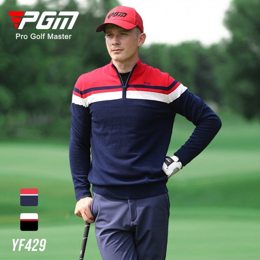 PGM Men Knitted Golf Sweater Long Sleeves Outdoor Leisure Sports Jackets Male Keep Warm Soft Autumn Winter Golf Clothing YF429