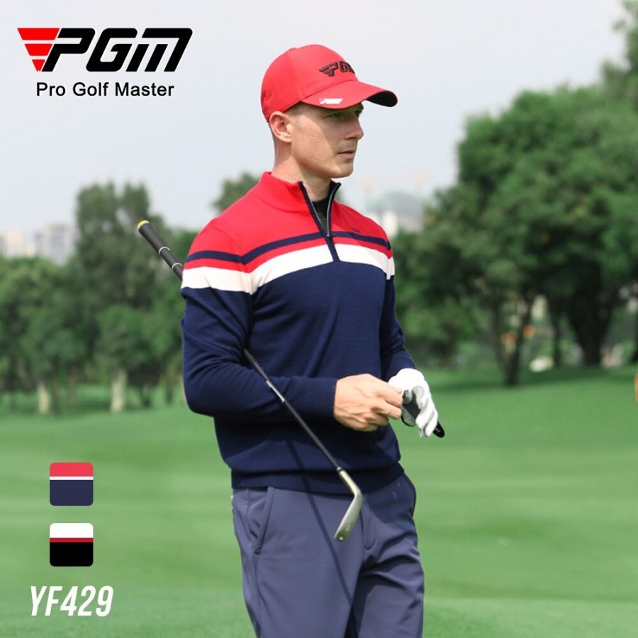 PGM Men Knitted Golf Sweater Long Sleeves Outdoor Leisure Sports Jackets Male Keep Warm Soft Autumn Winter Golf Clothing YF429