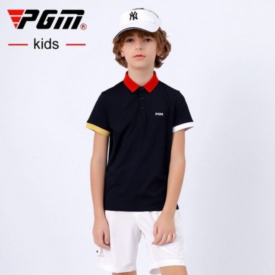 PGM Golf T-shirt Golf Clothing Boys Quick-drying Golf shirts Summer Breathable Elastic Golf Short Sleeved Uniforms YF405