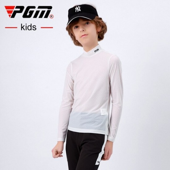 PGM Boys Golf Wear Shirt Children Sun-proof Clothing Long Sleeve Base Undershirt Youth Sports Clothes White Ultralight YF408