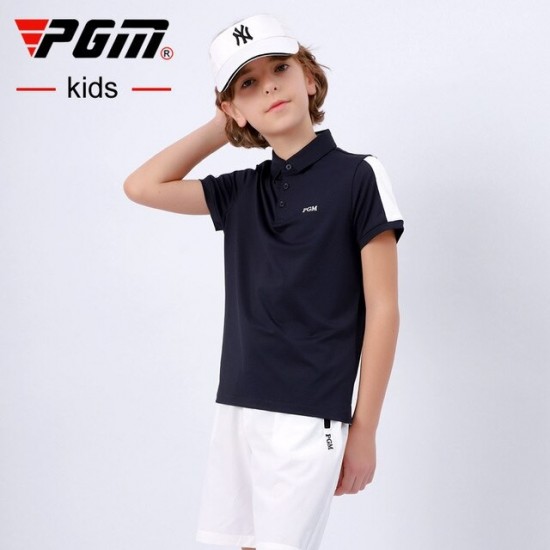 PGM Golf Kid Clothing Summer Boys Golf T-Shirt Short Sleeve Golf Shirts Comfortable And Breathable Tops Golf Apparel S-XL YF403