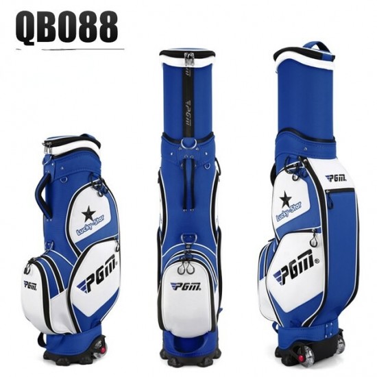 PGM 135-150cm Children Golf Bags Air Pack with Wheels Boy Girl Scalable Ball Cap Waterproof Nylon Thermal Hold 14pcs Clubs QB088