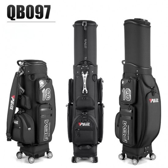 PGM Men Golf Bags Air Pack 4 Universal Wheel Scalable Ball Cap Waterproof Nylon Large Capacity Accessory Hold 13pcs Clubs QB097