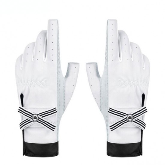 PGM 1 Pair Women Real Leather Golf Gloves with Mark Breathable Sheepskin Fingerless Mitt Right Left Hand Mit ST030